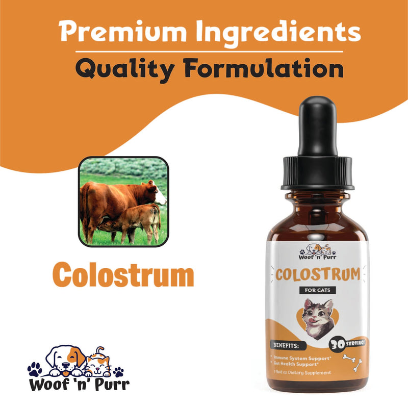 Colostrum for Cats - May Help to Support Cat's Allergies, Immune Health, Skin & Coat Health & Much More - Cat Immune Support - Cat Skin and Coat Supplement - 1 fl oz - Chicken Flavor