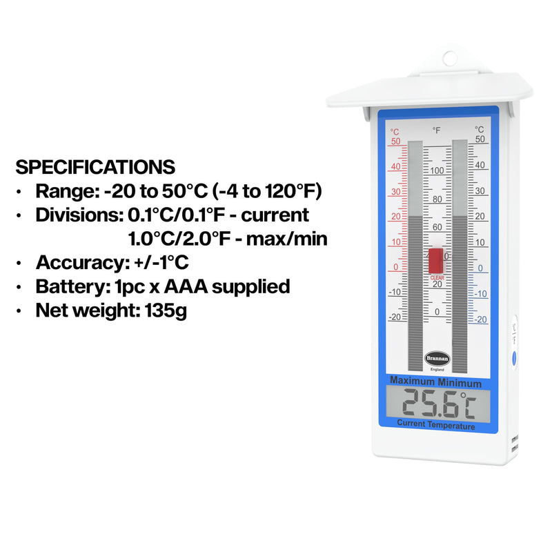 Digital Greenhouse Thermometer - Max Min Thermometer for Greenhouse or Garden Maximum and Minimum Temperatures Indoor Outdoor Greenhouse Accessories
