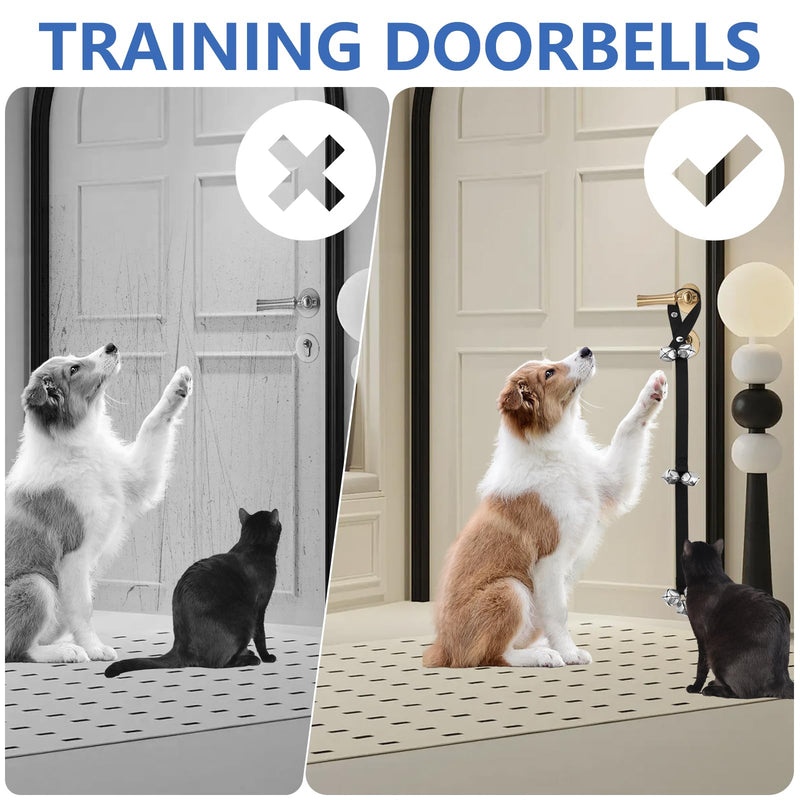 Dog Doorbells (2 Pack), Puppy Door Bell Pet Training Bell for Ring Go Outside Potty Communication Toilet Train Door Knob Adjustable Strap 7 Extra Large Loud Bells Cat Interactive Toys Black - BeesActive Australia