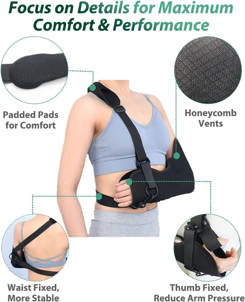 VELPEAU Medical Sling Immobilizer - Rotator Cuff Support Brace - Comfortable for Shoulder Injury, Left and Right Arm, Men and Women, for Broken, Dislocated, Fracture, Strain (Large) Comfort Version Large (Pack of 1) - BeesActive Australia