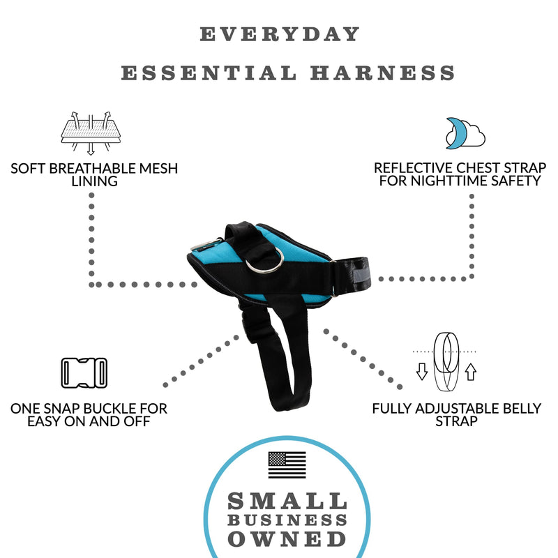 ShawnCo Essential Dog Harness, No-Pull Pet Vest with 3 Leash Clips, No Choke, Reflective, Adjustable and Padded, for Easy Walking and Training for Small, Medium and Large Dogs (Oceanic Blue, S) Oceanic Blue - BeesActive Australia
