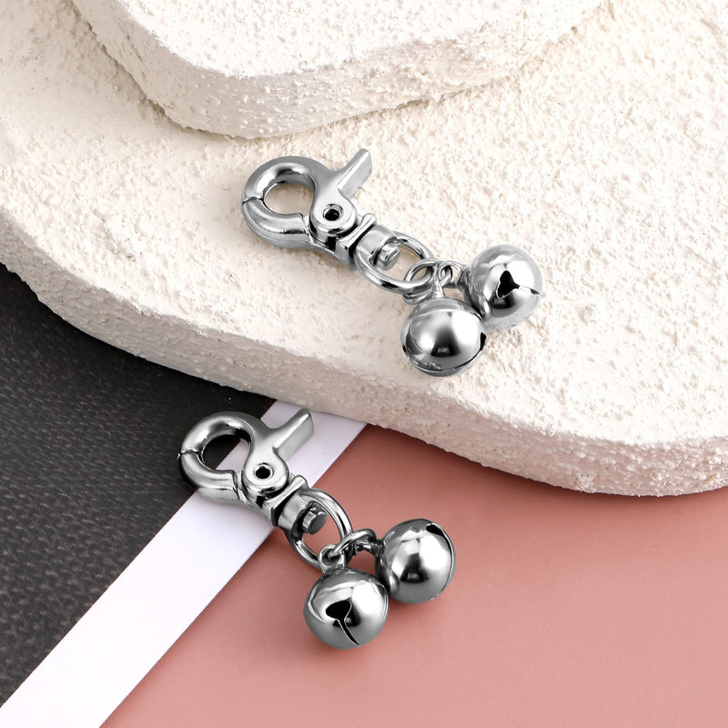 Bell for Dog Collar, 2 Pcs Silver Cat Collar Bell with Snap Clips Small Pet Training Charm Pendants Dog Collar Accessories for Pet Dog Cat Necklace Collar DIY Keychains Crafts - BeesActive Australia