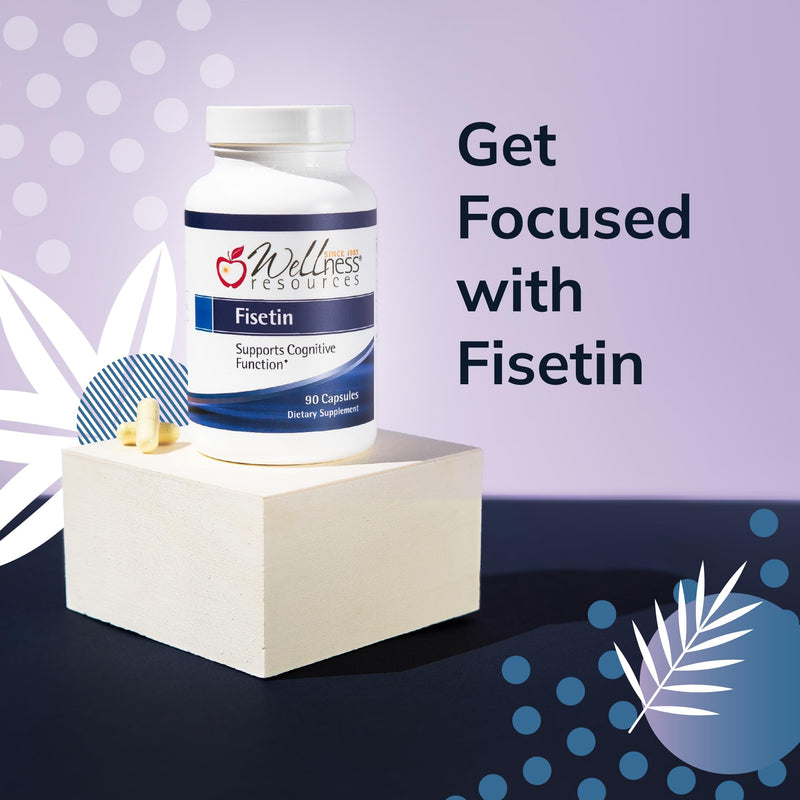 Wellness Resources Fisetin - Novusetin Fisetin Supplement for Longevity, Memory, Focus, Brain Health - Senolytic and Situin Activator - Gluten-Free, Non-GMO, Vegan (100mg, 90 Capsules)
