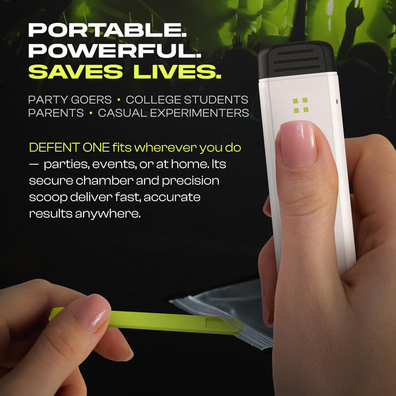 DEFENT All-in-One Fentanyl Detection Device - New & Improved, Single-Use Portable Drug Test - For Festivals, Concerts, Parties, Colleges, Parents - Use before Narcan - Alternative to Test Kit & Strips 1