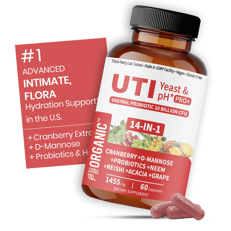 Women’s Vaginal Microflora Probiotic | Supports UTI, Yeast & pH Balance | Daily Hydration Blend with Cranberry, D-Mannose, Aloe & Hibiscus | Odor, Flora & Urinary Tract Care | Vegan, Non-GMO, 60Caps UTI Yeast (60 Capsules) 60 Capsules (Pack of 1) - BeesActive Australia