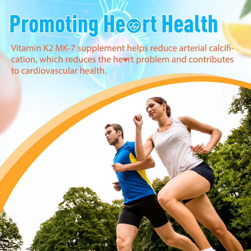 Vitamin K2 MK-7 Gummies 100mcg, Extra Strength K2 Vitamin Supplement | Mk7 Vitamin K2 for Bone & He-art Support, Chewable Natural Orange Flavor, Non GMO, Vegan, 120 Gummies 60 Count (Pack of 2)