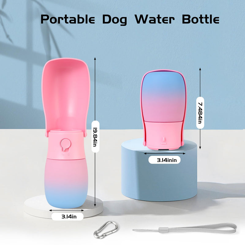 Portable Dog Water Bottle, Travel-Friendly Dog Travel Water Bottle with Carabiner, 10oz Outdoor Space-Saving Water Dispenser for Puppy,Cats, Pets for Walking,Hiking,Travel Pink - BeesActive Australia