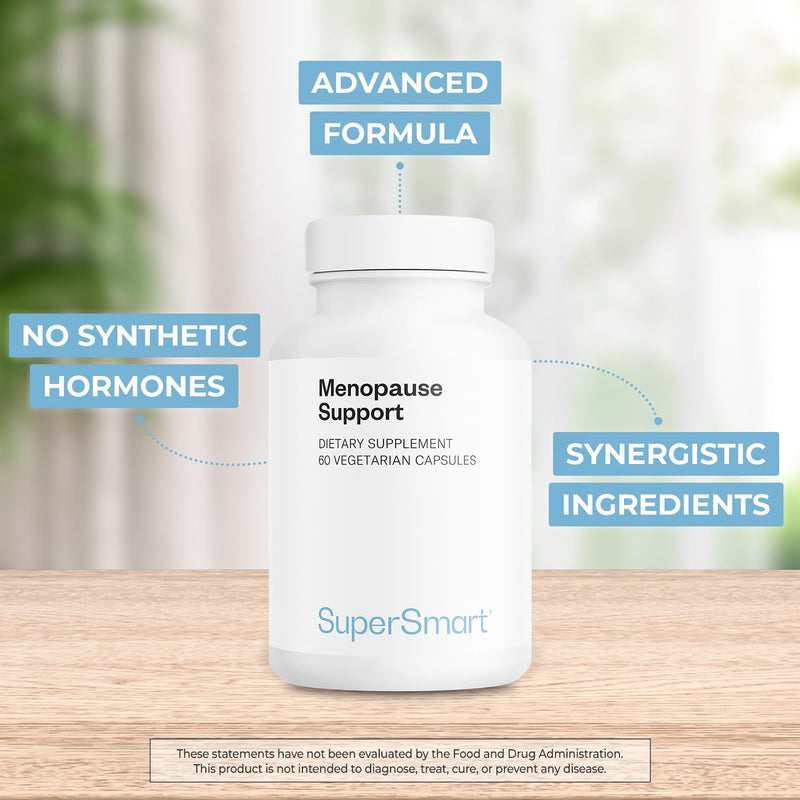 Supersmart Menopause Support (Advanced Formula) - with Black Cohosh, FenuSmart Fenugreek, Magnesium, Vitamin D3 & B6 - Menopause Supplement for Women | Non-GMO & Gluten-Free - 60 Vegetarian Capsules