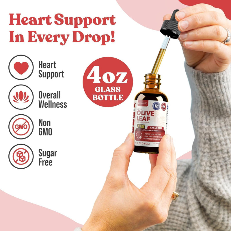 Rejuvica Health Active Olive Leaf 4oz XL Super Size Tincture - Advanced Olive Leaf Liquid Extract - Naturally Occurring Oleuropein - Immune & Heart Support Drops 4 Fl Oz (Pack of 1) - BeesActive Australia