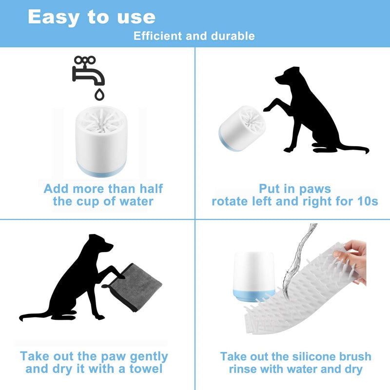 Lzansuii Dog Paw Cleaner, Removable Soft Silicone Bristles Brush Paw Cleaner Cup Fit (With 1 Towel, 1 Toothbrush) for Pet Massage Care Dirty Claws (Small/Small) S (Pack of 1) - BeesActive Australia