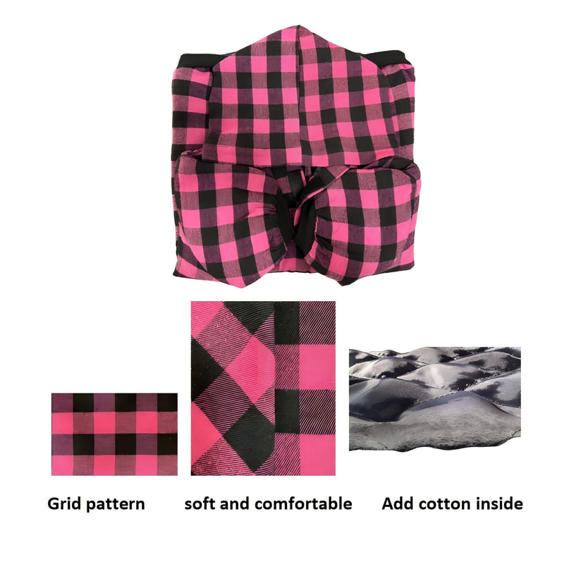Dog Winter Cotton-Padded Clothes Boy Small Coat Medium Puppy Plaid Jacket Large Size Pet Girl Extra Hoodie (Pink L) Pink - BeesActive Australia