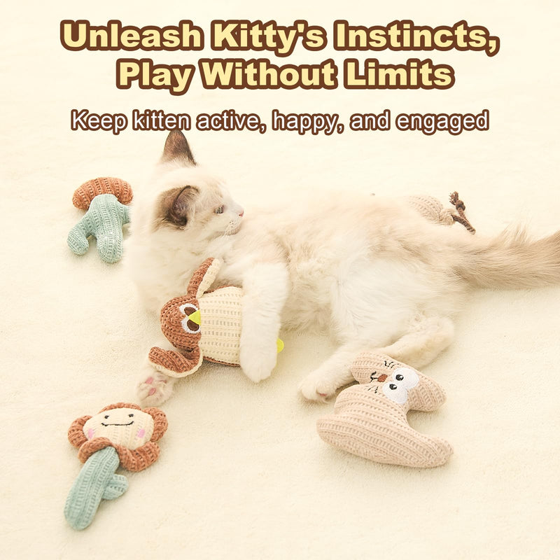 Jiupety Cat Chew Toy Catnip Toys for Cats Soft Linen Interactive Cat Kicker Toys for Indoor Cats 5 Pack Bite Resistant with Kitten Toys for All Breeds A - BeesActive Australia
