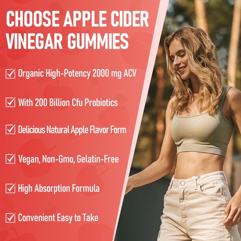 Apple Cider Vinegar Gummies, 120 ACV Gummies - Detox, Digestion, Gut Health | Max Strength 2000mg Keto ACV Gummy with Probiotics, B12 and Keto Support, For Digestion, Metabolism, Gelatin-Free 60 Count (Pack of 2)