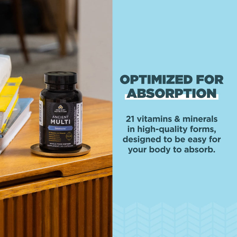 Ancient Nutrition Immune Support Multivitamin, Vitamin D & C, Turmeric