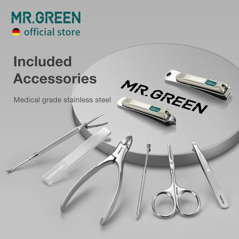 MR.GREEN Nail Clipper Sets 8 in 1 Pedicure Kits Stainless Steel Manicure Sets Personal Care Tools with Microfiber Leather Case (Mr-6658) Mr-6658 - BeesActive Australia