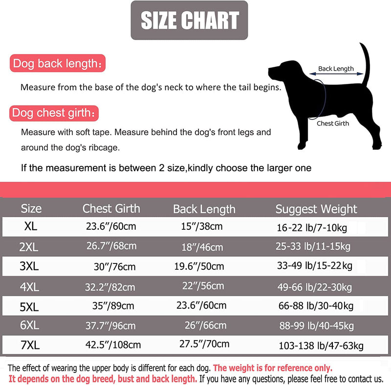 BT Bear Large Dog Clothes, Elastic Pet Onesie Protect Joints Anti-Hair Anti Licking, Wound Protection Pet Pajamas Dog Jumpsuit for Medium Large Dogs (XXXL, Gray Giraffe) XXX-Large - BeesActive Australia