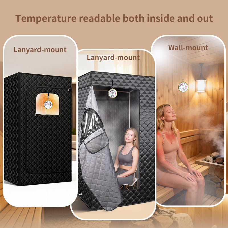 Sauna Thermometer Fahrenheit & Hygrometer, 2026 Upgraded Lanyard-Mounted for Portable Steam Sauna Box, Ideal for Infrared/Indoor/Home Use, Essential Accessory & Gift for Enthusiasts - BeesActive Australia