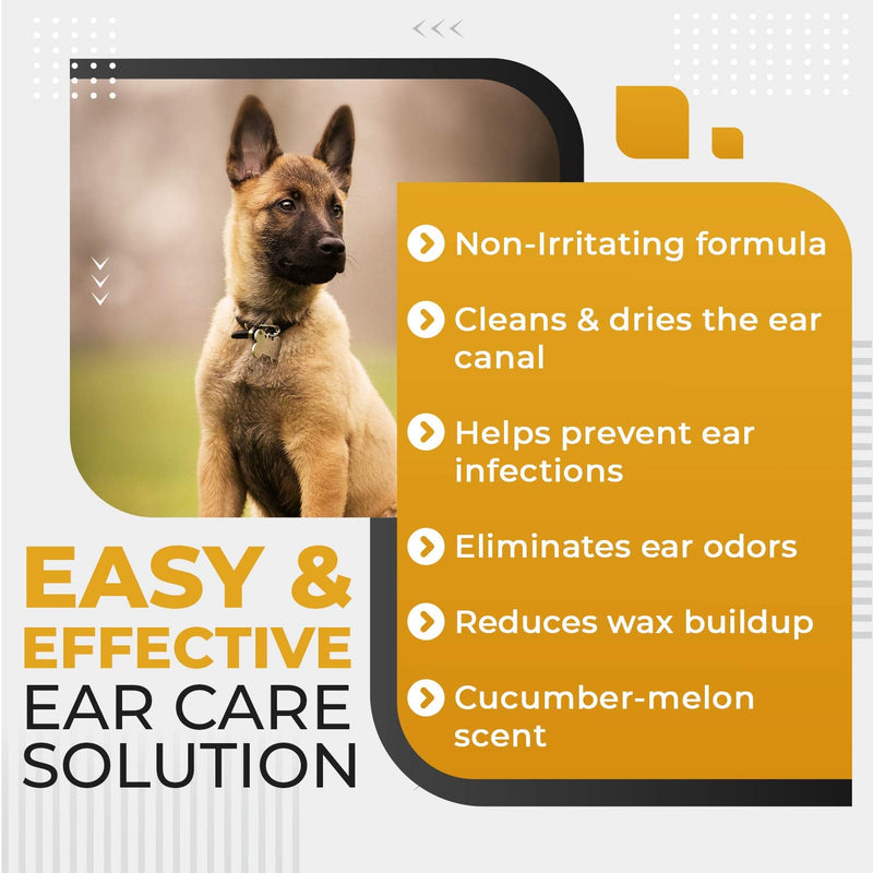 Truseb | Ear Cleaner Flush Advanced Plus Solution Formula for Cats and Dogs, Washes Away Dirt and Debris and Helps Prevent Infections, Cleaning + Drying (ADVANCED+ Ear Cleansing Flush, 16 Oz)