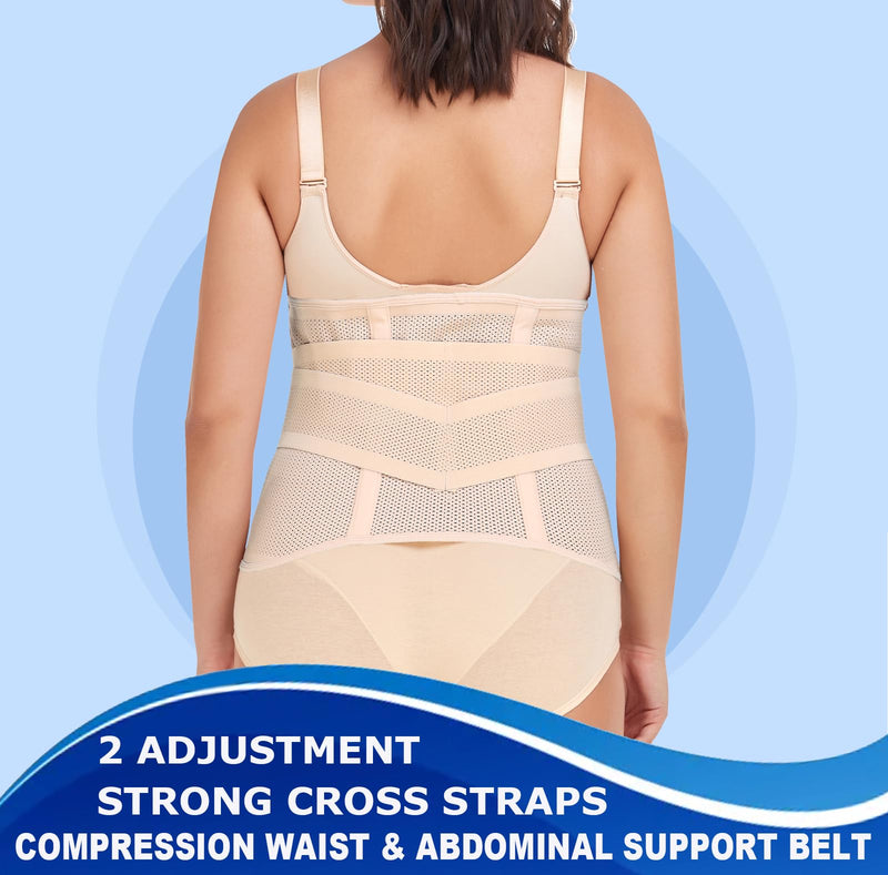 Moolida Abdominal Binder Post Surgery Postpartum Belly Band Belly Wrap Hernia Belt Stomach Compression Wrap C-Section,Nude,S/M Nude S/M