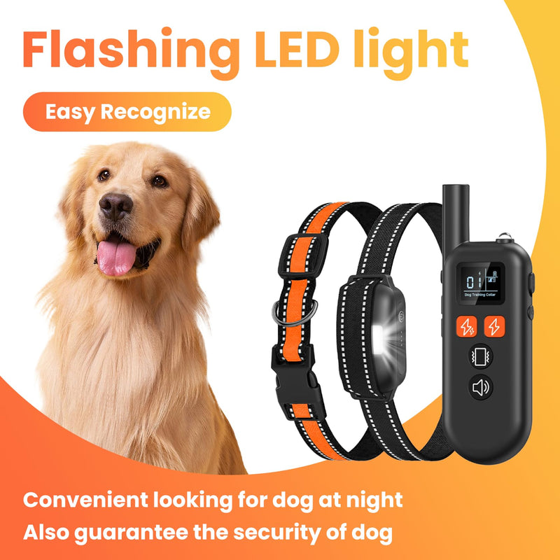 Dog Training Collar 3300FT with Remote IPX7 Waterproof Collar Rechargeable with Spare Collar for Large Medium Dogs 6-130lbs(Black) Black - BeesActive Australia