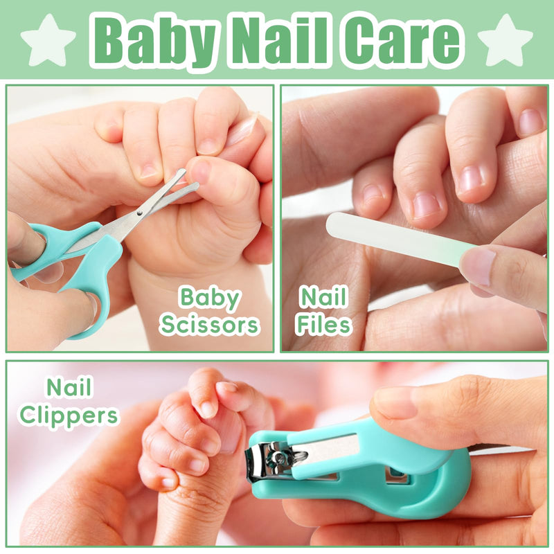 Baby Grooming Kit for Boys Girls Safety Newborn Nursery Essentials Grooming Set Gift for First-time Parents Green 18 in 1 - BeesActive Australia
