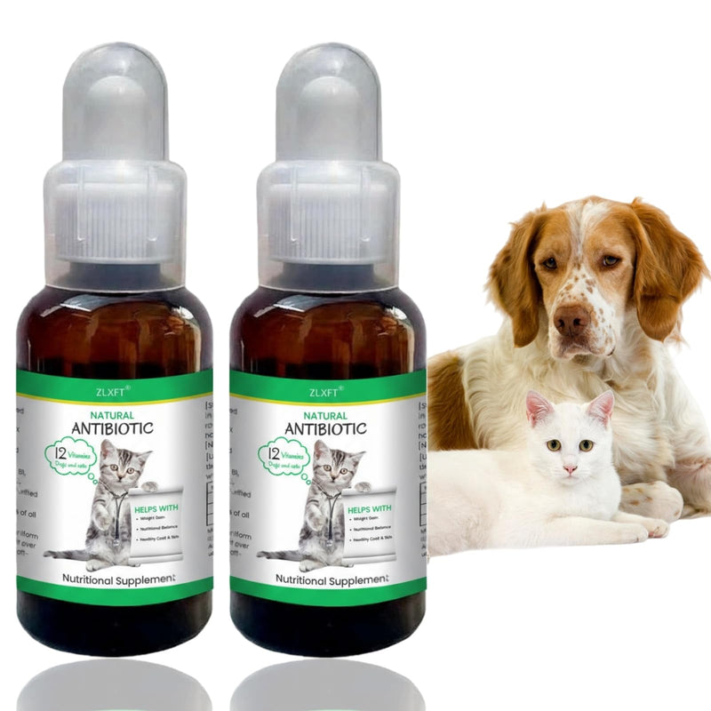Natural Antibiotics for Cats, 2 Pieces Cat Antibiotics for Infections, Cat Antibiotics for UTI, Cat Antibiotic Supports Immune System & Cat Allergy Relief, 30 ml