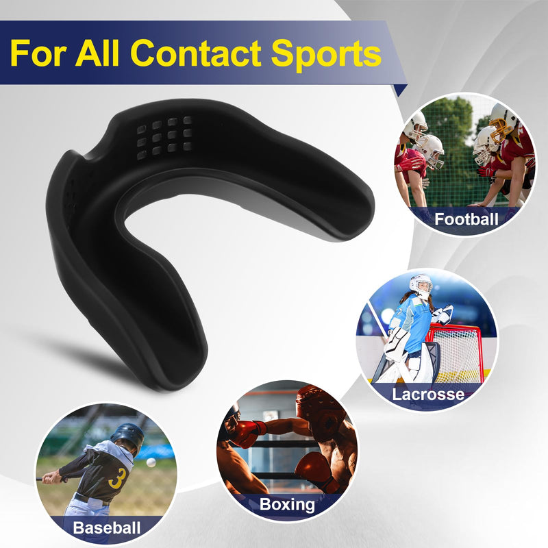 BBTO 10 Pack Sports Mouth Guard, Moldable Breathable Mouthguard with Perforation for Men Women Adult Team Sports(Black) Black - BeesActive Australia