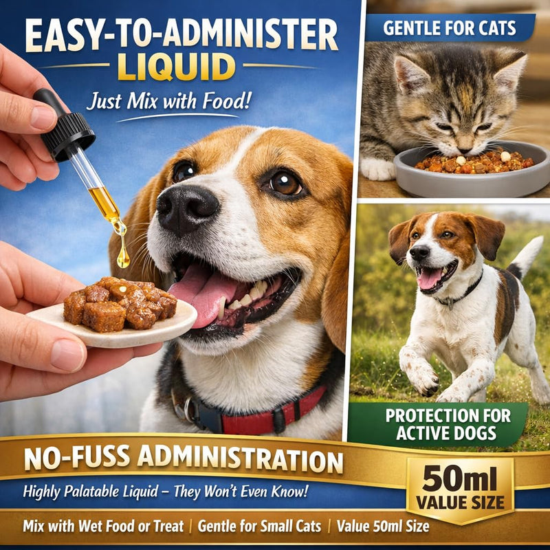 De-wormer for Cats and Dogs, Broad Spectrum Pet Wormer with Pyrantel Pamoate and Praziquantel Targets Tapeworm, Roundworm, and Hookworm, Easy Formula