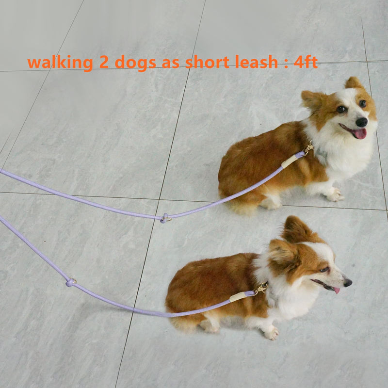 8.5ft Multifunctional Hands Free Nylon Rope Waist Dog Leash, Adjustable Shoulder Crossbody Walking Lead 8.5ft x 10mm Light Grey
