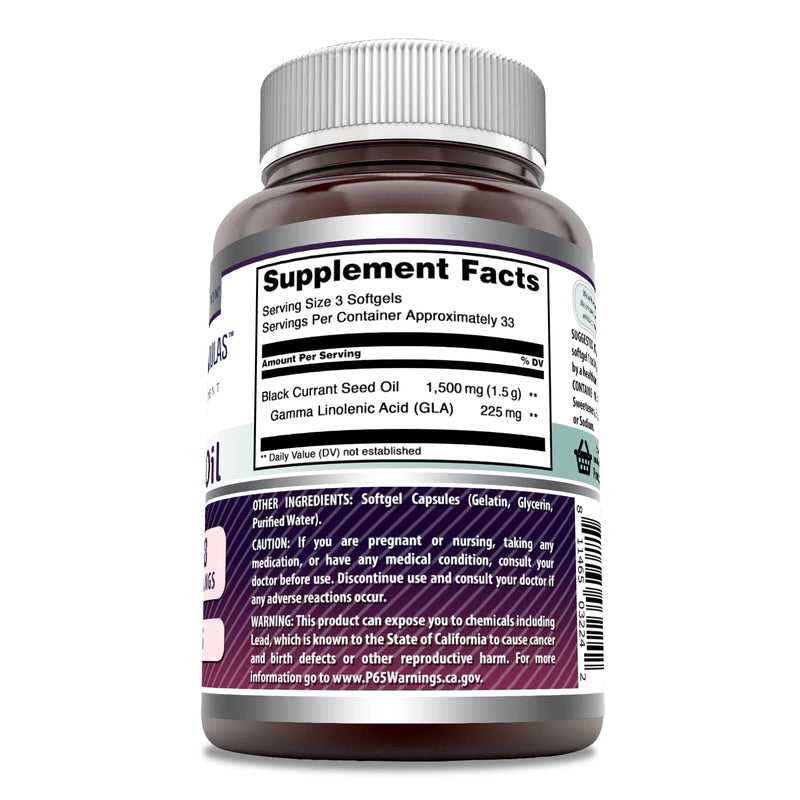 Amazing Formulas Black Currant Oil 1500 Mg Per Serving | Softgels | with GLA (Gamma-Linolenic Acid) | Non-GMO | Gluten Free (1 Pack, 100 Count) 1 Count (Pack of 1) - BeesActive Australia