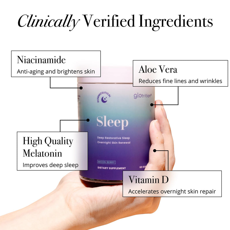 Glotrition Beauty Sleep Gummy | Deeper, Higher Quality Sleep | Rejuvenate & Moisturize Skin at Night | Non-Habit Forming with Natural Ingredients | 60 Gummies 60 Count (Pack of 1)