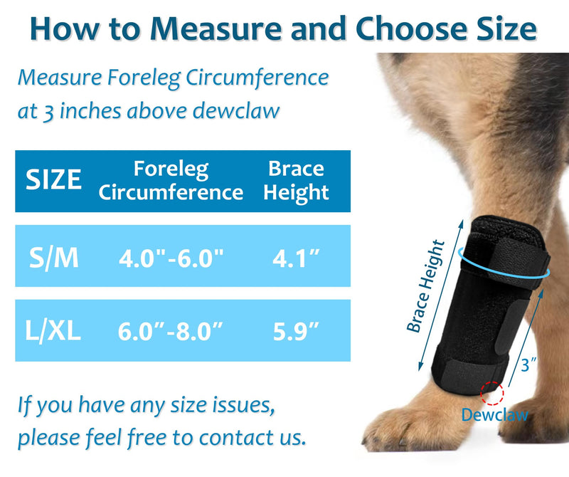 Dog Front Leg Brace, Pair of Dog Leg Brace with Metal Strips, Canine Front Leg Hock Wrap Sleeve for Carpal Support, Protects Wounds Brace Heals and Prevents Injuries and Sprains (S/M) S/M (1 Pair)