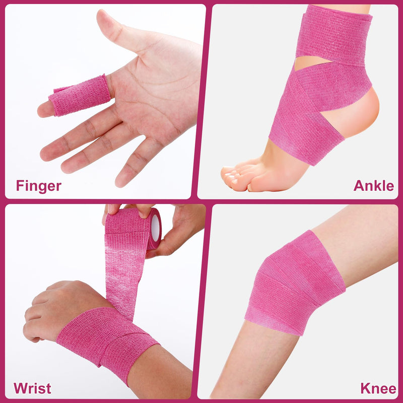 40 Rolls Self Adhesive Bandage Wrap, 2 Inch x 5 Yards Elastic Self Athletic Tape,Pink Adherent Wraps,Breathable Stretch Bandage Wrap Sports for Sprain,Sports,Pets,Wrist,Ankle(Pink) - BeesActive Australia