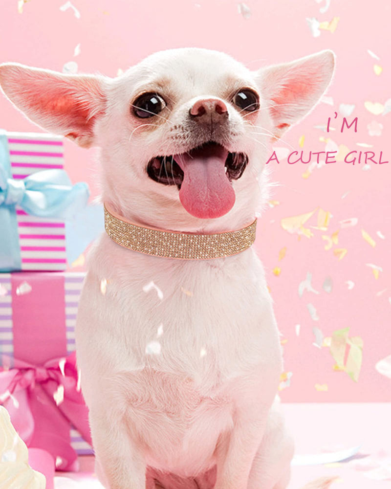 Dog Collar for Small Dogs, Adjustable Leather Suede Bling Dog Collars，Pink Dog Collar Cat Collar, Rhinestone Dog Collar(S, Pink) S - BeesActive Australia