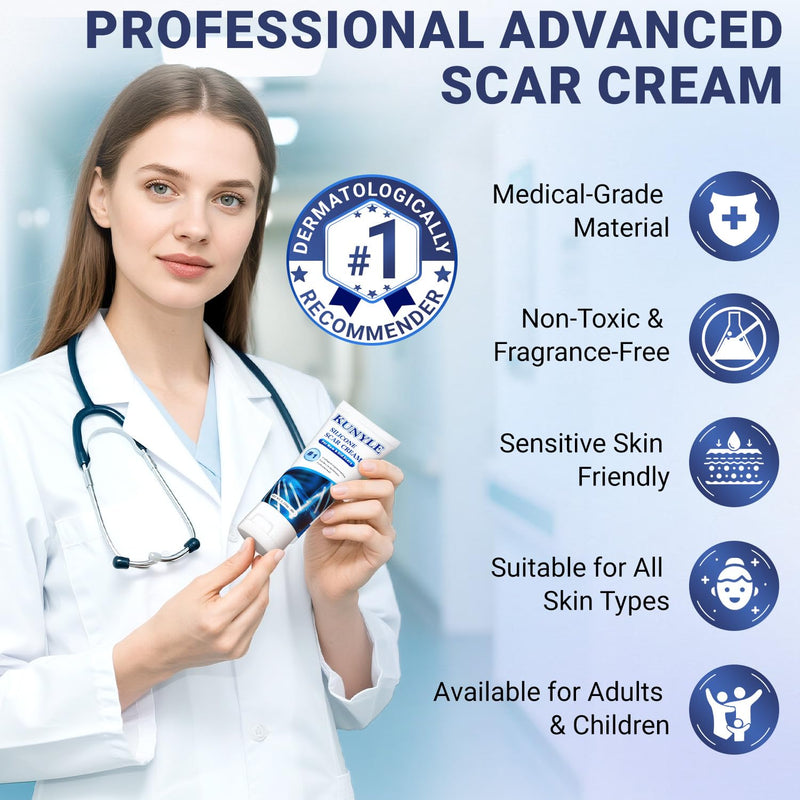 Scar Cream, Silicone Scar Gel, Advanced Scar Removal Cream for Surgical Scars, Stretch Marks Removal, Keloid Bump Removal, Old and New Scars 2.11 Oz (60g) Scar Cream 2.11 Ounce