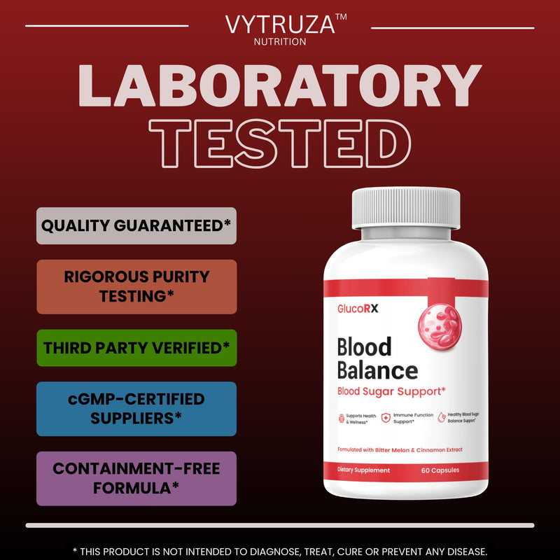 GlucoRX Blood Balance Capsules - Official GlucoRX Pills Advanced Formula Blood Support Supplement*, 60 Capsules