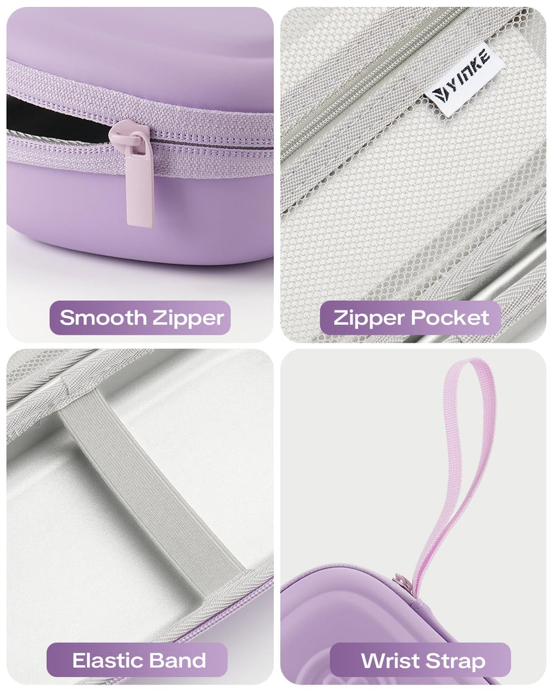 Asthma Inhaler Portable Case for Adults, Kids & Seniors - Temp-Humidity Resistant, Multi-Zone Lining for Inhaler/Spacer/Emergency Meds, Waterproof PU & Travel-Ready, Violet (Only Case) - BeesActive Australia