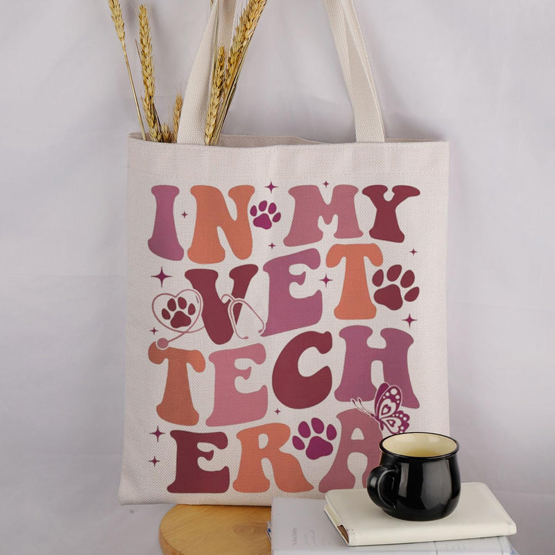 MAOFAED Veterinary Tech Gift Veterinarian Gift In My Vet Tech Era Canvas Tote Bag For Shopping Office Travel Vet Med Gift - BeesActive Australia
