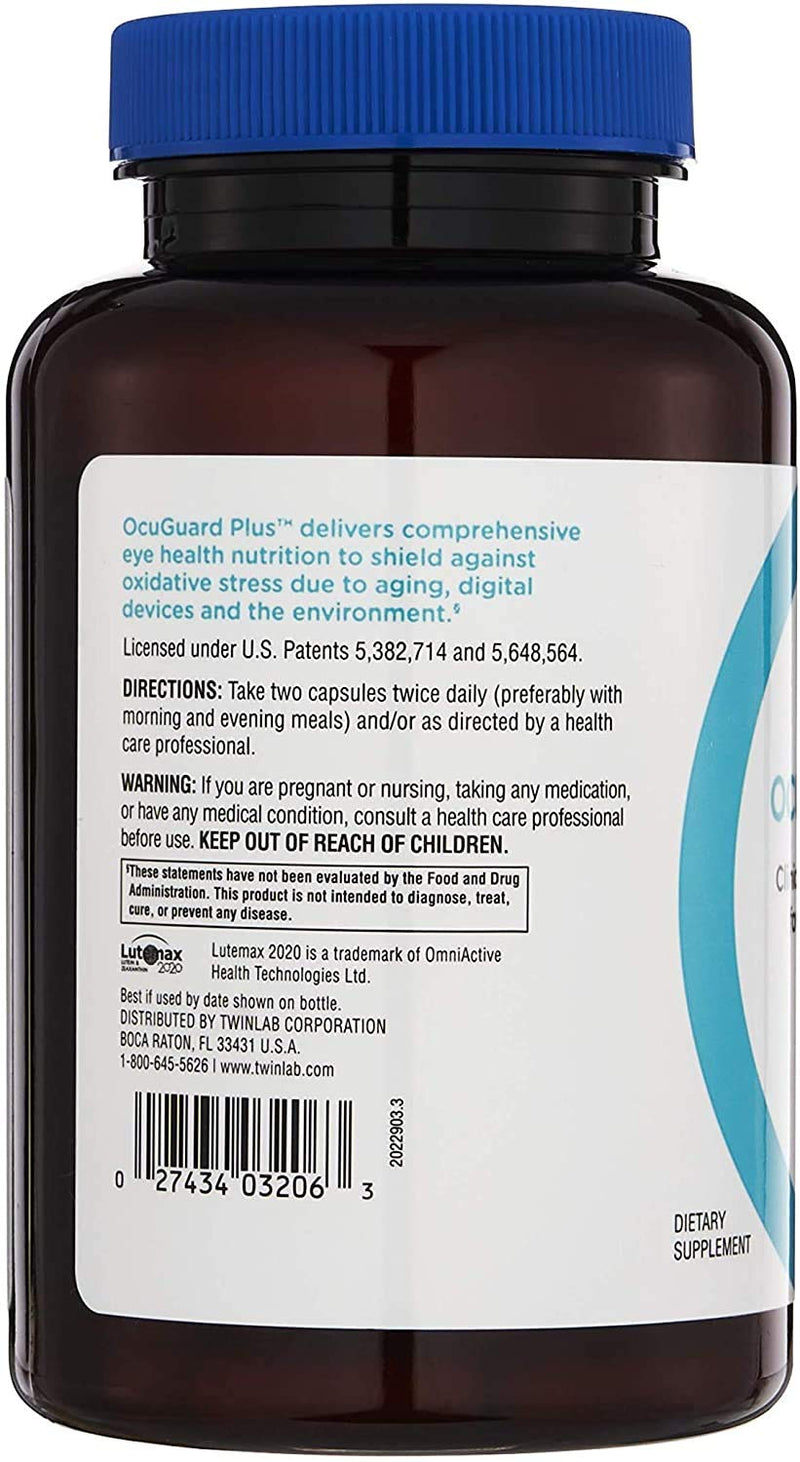 Twinlab Ocuguard Plus - Eye Supplement with Zinc, Vitamin A, C & D - 60 Veggie Capsules 60 Count (Pack of 1)
