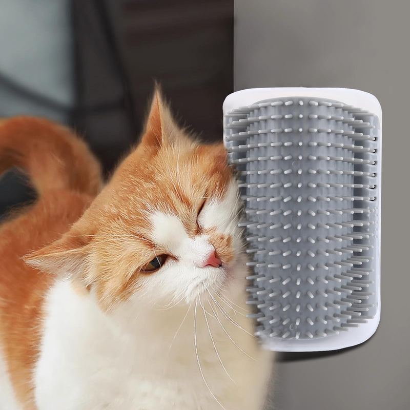 2Packs Cat Self Groomer, Cat Wall Corner Scratcher with Catnip, Soft Cat Brushes, Self Grooming Cats Brush Wall Corner Massager Combs for Long Short Fur Kitten Indoor Cats （Grey） Grey - BeesActive Australia