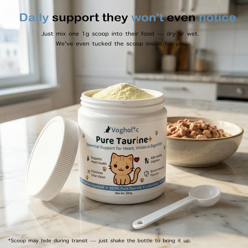 Taurine for Cats - Taurine Powder Supplement for All Ages Including Kittens - Pure Taurine for Heart Vision Vitality & Coat and Immune Health Unflavored (6oz)