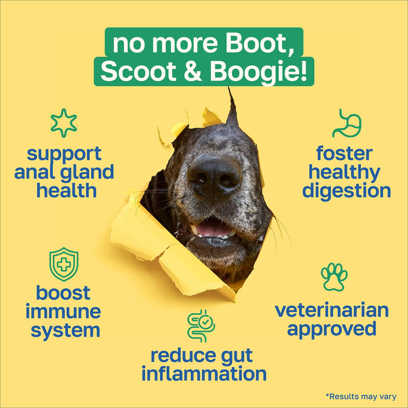 Happy Paws Scoot Stop Supplement, No Scoot for Dogs, Anal Gland Dog Treats & Digestive Health Support for Dogs of All Breeds & Ages, Vegan Chicken Flavor, 100 Soft Chews 100 Count