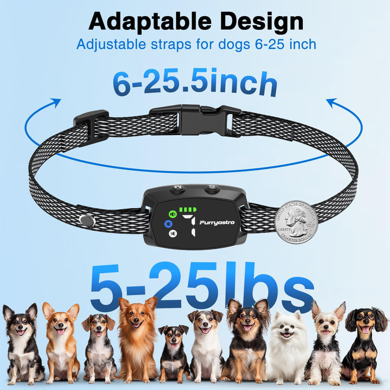 Bark Collar for Small Medium Dogs 5-15lbs. Dog Bark Collar with No Shock Safe & Humane Mode，Barking Collar with 7 Adjustable Sensitivity & 3 Adjustable Beep & Vibration Modes black&white - BeesActive Australia