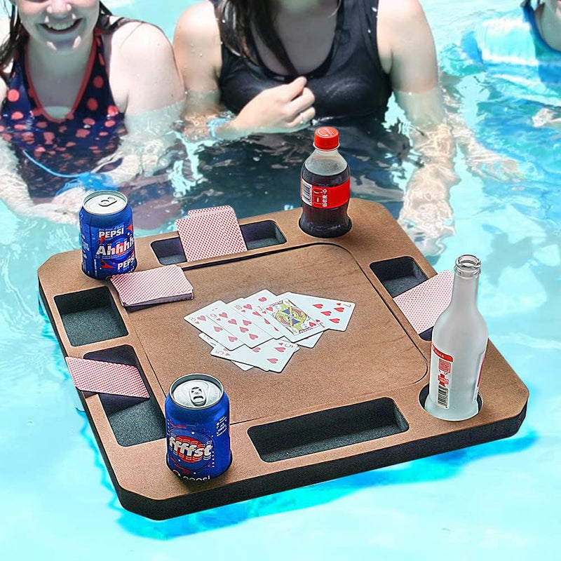 Floating Game or Card Table Tray for Pool or Beach Party Float Lounge Durable Foam Drink Holders with Waterproof Playing Cards - BeesActive Australia