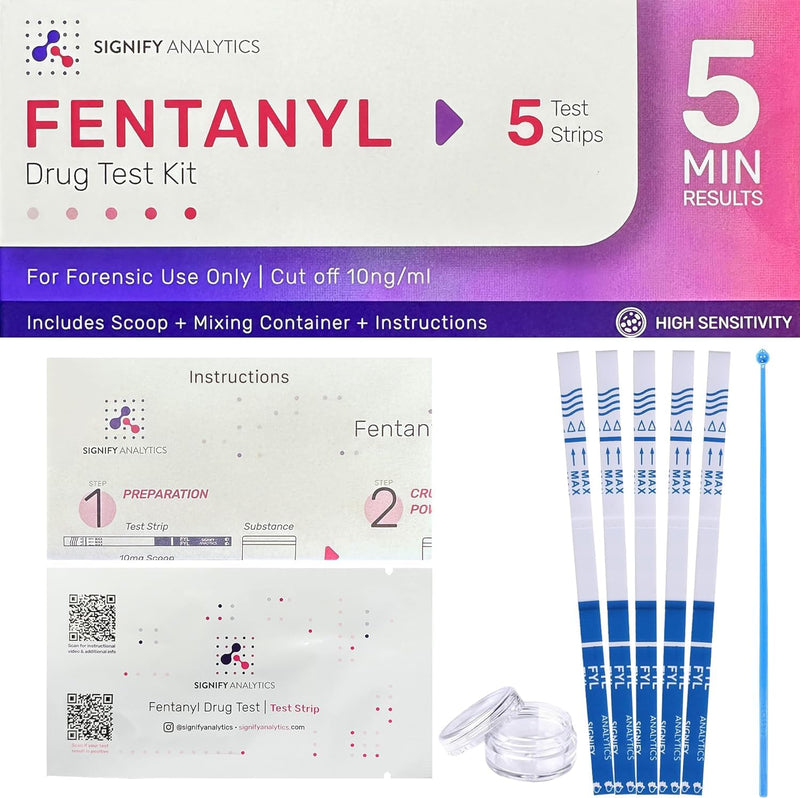 Signify Analytics Fentanyl Test Kit for Pills, Powders, and Liquids | Includes 5 Fentanyl Test Strips | Signify Analytics Ultra-Sensitive Fentanyl Test Strips for Drug Testing - BeesActive Australia