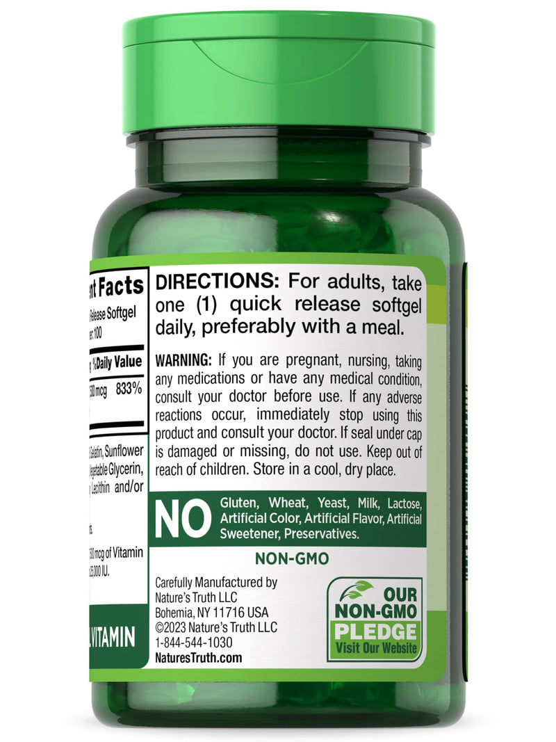 Beta Carotene 25000 IU Softgels | 100 Count | Vitamin A Supplement | Non-GMO and Gluten Free Supplement | by Nature's Truth - BeesActive Australia