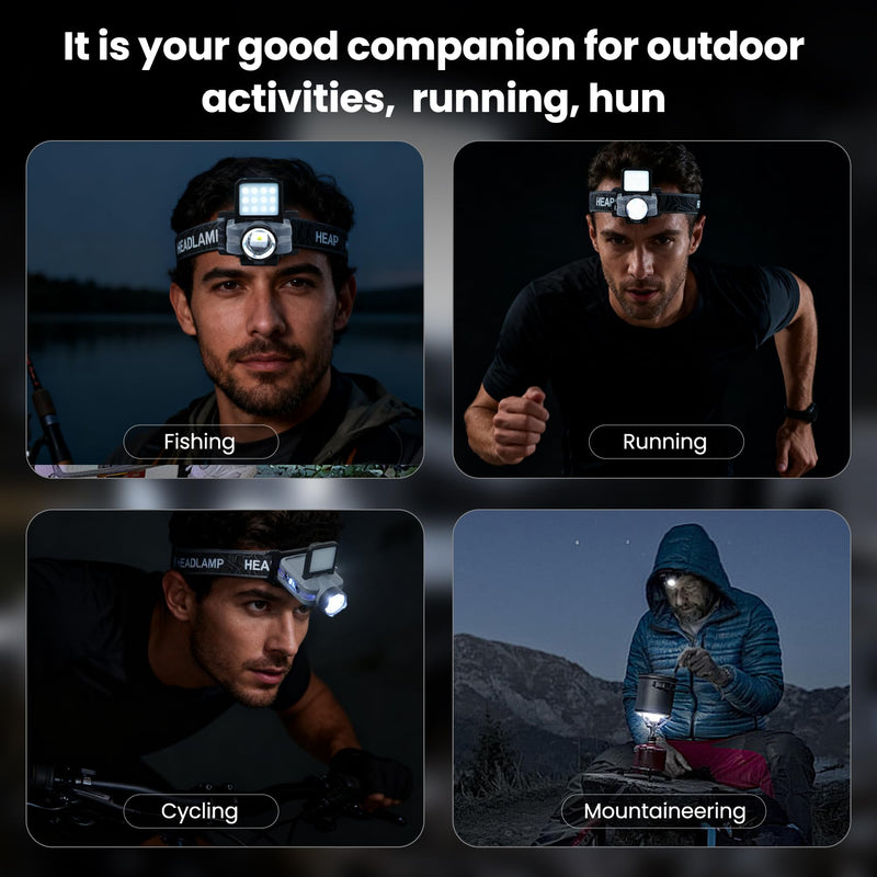 Foleto Hard Hat Clip Lights, 800lm Rechargeable Dimmable Clip on Cap Lights, 180° Adjustable Waterproof Bright Headlamp Flashlight Led Hat Light for Running, Fishing, Camping, Hunting, Working(T151)