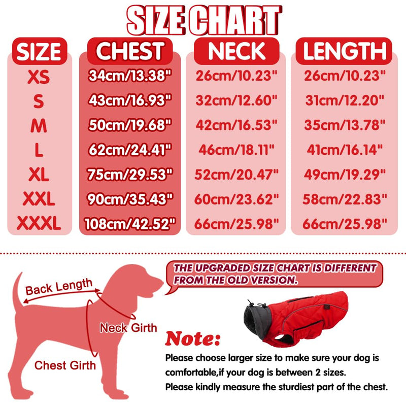EMUST Dog Winter Jackets, Small/Medium/Large Dog Coat for Winter, French Bulldog Clothes for Dogs, Dog Cold Winter Jacket for Large Dogs, Red, XL X-Large(Pack of 1) NewRed - BeesActive Australia