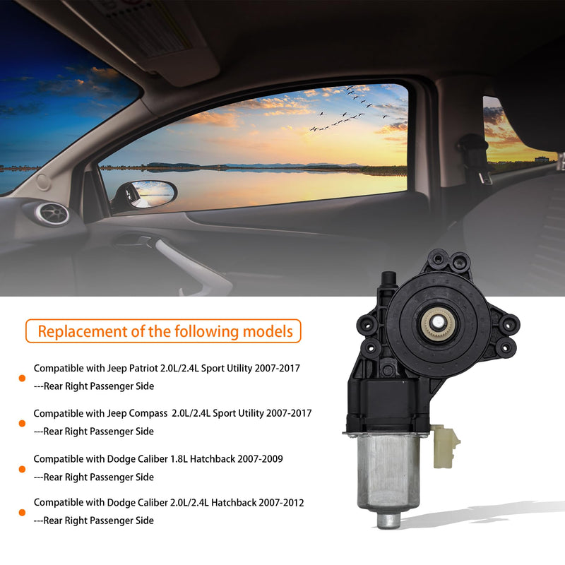2 pins Power Window Motor Compatible with Jeep Patriot Compass Sport Utility 2007-2017/Dodge Caliber Hatchback 2007-2012 Rear Right Passenger Side，Replace for 5179962AA 742-173 82-40002
