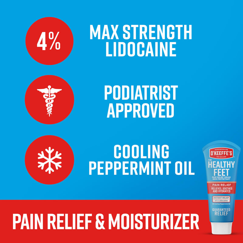O'Keeffe's for Healthy Feet Pain Relief Skin Protectant Cream; 3 Ounce Tube (Pack of 1); Foot Pain Relief Cream; Cooling Foot Cream - BeesActive Australia